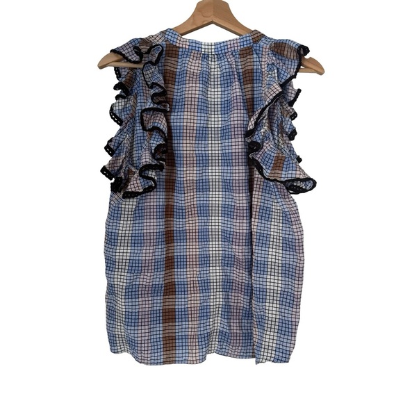 Munthe Varrel Check Ruffle Tassel Top Sz 34/XS - Picture 5 of 7